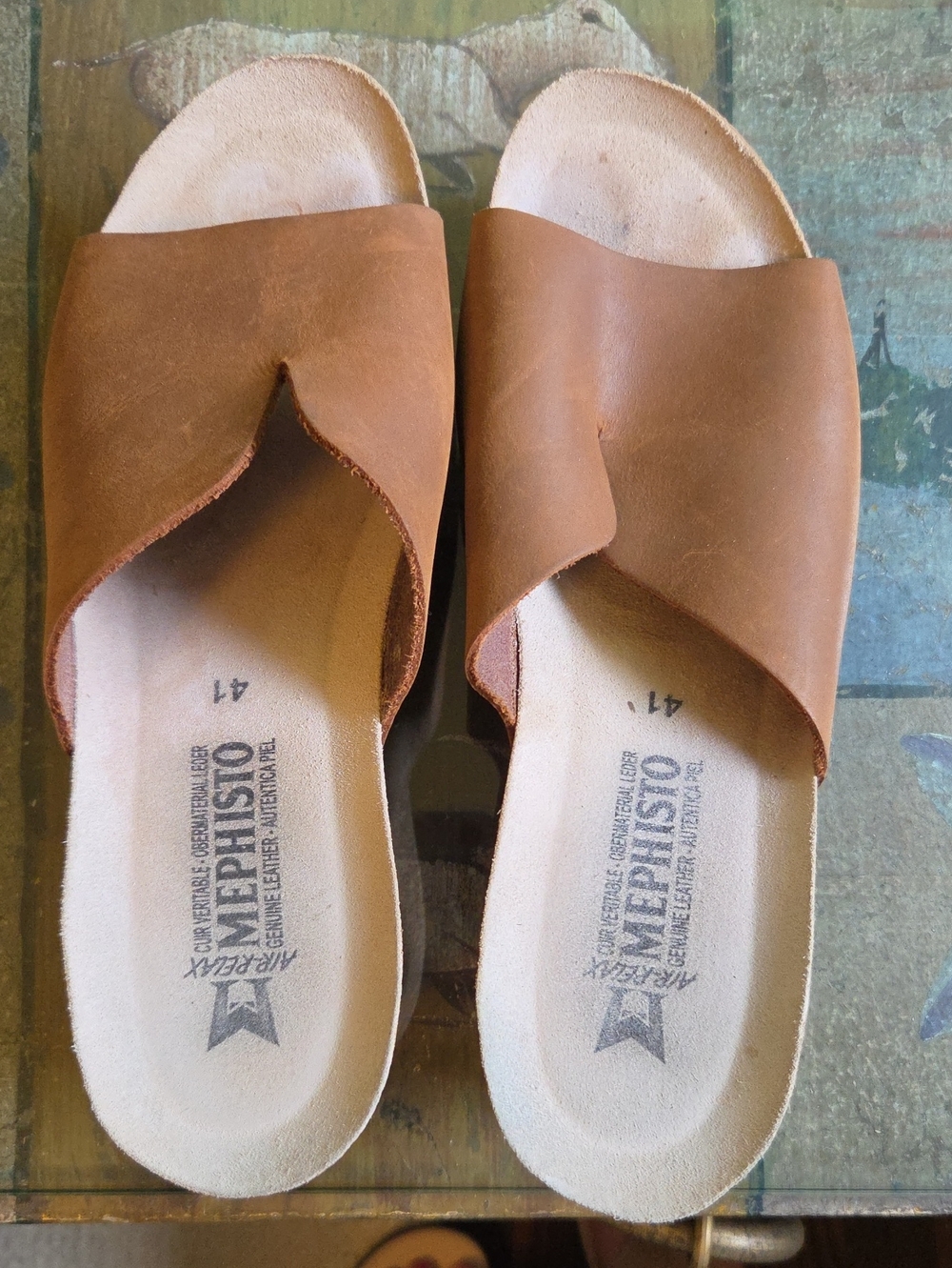 Mephisto Brown Leather Wedge Sandals